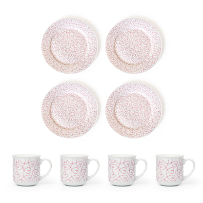 Love Ties Gifts Loving Loops Dessert & Coffee Set, 4 Plates & 4 Mugs