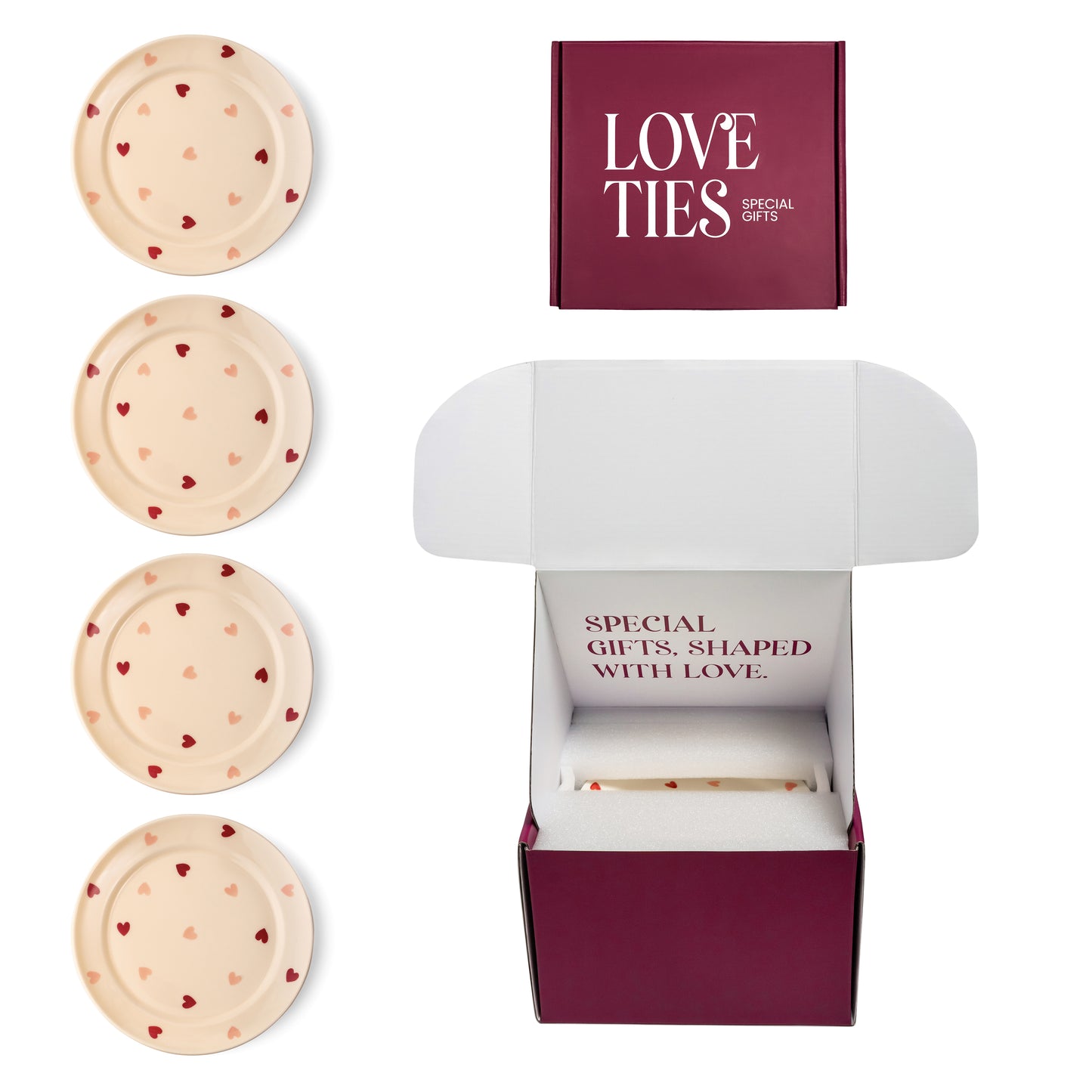 LT Love's Embrace Heart Plates Ready to Gift - Set of 4