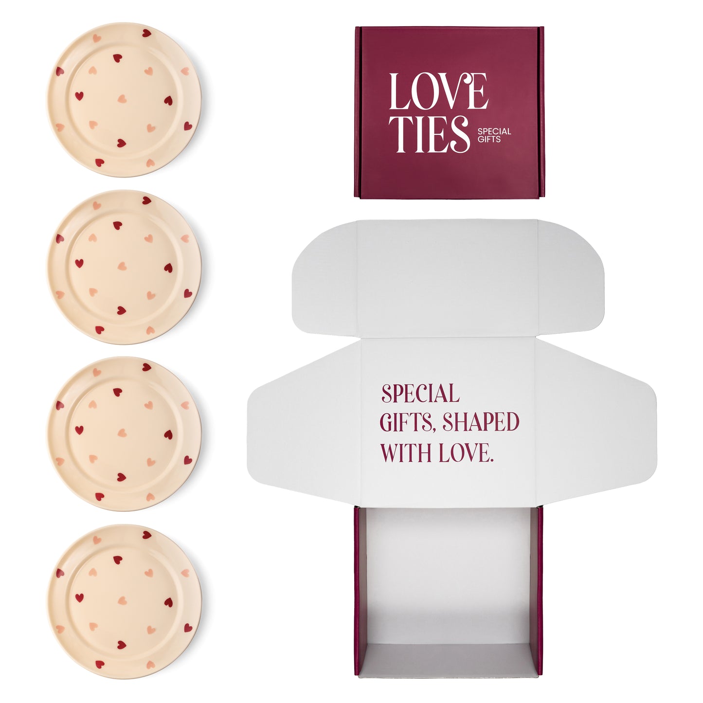 LT Love's Embrace Heart Plates Ready to Gift - Set of 4